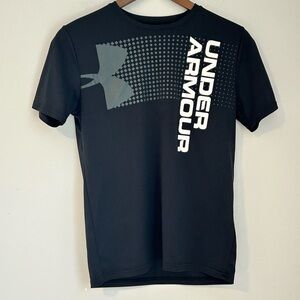Under Armour Youth XL Black HeatGear Logo Shirt Boys Athletic Tee